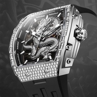 BONEST GATTI Men's Watch Fashion Mechanical Watch Silicone Strap Dragon Watch Luminous Wristwatch Cl