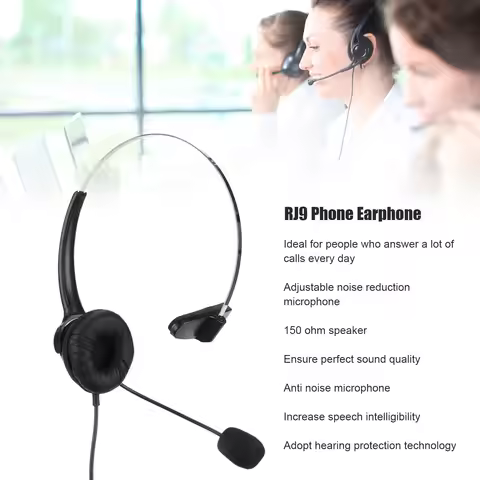 Telephone Headset RJ9 Earphone with 330° Adjustable Microphone for Home and Call Center Office Landl