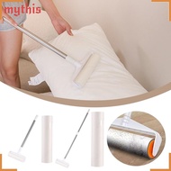 [MYTHIS] Long Handle Lint Roller Brush, 19/24cm Tearable Pet Hair Remover Roller, Floor Cleanup Tool