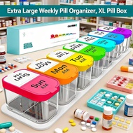 Weekly AM/PM Pill Organizer-Extra Large 7-Day Box,14 Compartments for Daily Medicine & Vitamins