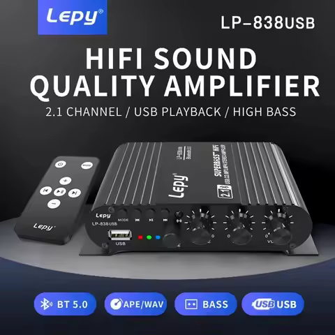 With 12V3A Power+Audio Cable Lepy LP-838 MINI Digital Hi-Fi Car Power Amplifier 2.1CH Digital Subwoo