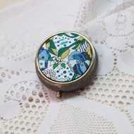 花海 古銅款 圓形 分格藥盒 迷你 隨身攜帶 小物 收納盒 藥盒