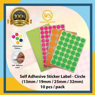 Round Sticker Label / Self Adhesive Label Sticker / Color Sticker Label / Colour Label Sticker (10sh