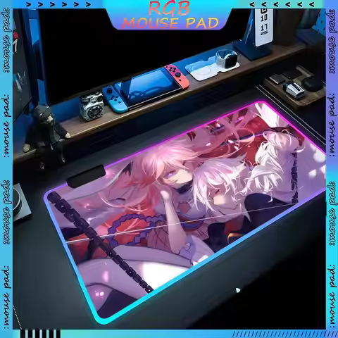 Yae Sakura Mouse Pad RGB Pc Accessories LED Game Desk Mat E-sport Table Protector Neon Keyboard Mat 