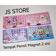 Large 2-sided Magnetic Pencil Case with Labubu CryBaby UpsetDuck Plush Kuromi Character