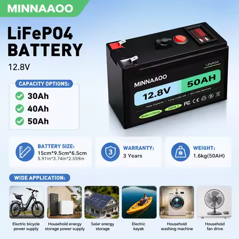 12V 50Ah LiFePO4 Battery Energy 50A BMS A+ Cells With 3-Year Warranty,UL1973,For RV, Van, Trolling M