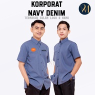Korporat Navy Denim lelaki boleh sulam logo & nama