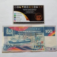 Uang Kuno 50 Dollar SGD Singapore Seri Kapal Thn 1987-1995 Grade AUNC