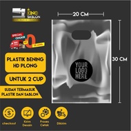 Clear PP plong plastic screen printing for drinks 2 cups 20x30