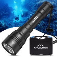 Willcrew DX150 15000 Lumen Diving Lights Professional Diving Torch Waterproof Underwater Rechargeabl