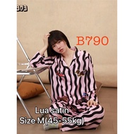 High quality satin silk long sleeve pants set B790