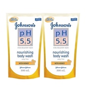 JOHNSONS BODY WASH PH5.5 NOURISHING 500MLX2 WITH HONEY REFILL