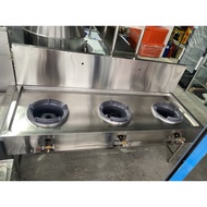 fresh triple burner stainless steel gas stove(dapur meniaga 3 tungku stainless steel)