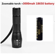 Bright zoomable flashlight torch with Sofirn 3000mah rechargeable 18650 battery