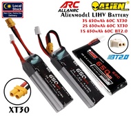 Alienmodel 650mAH 1S 2S 3S 60C 3.8HV 7.6HV 11.4HV LIHV LiPo Battery With Bt2.0 XT30