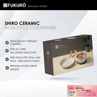 Fukuro Shiro Ceramic Non-Stick Cookware Set - Fry Pan (26cm) + Saucepan (18cm)