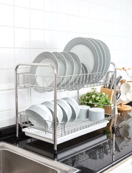 KOWA HOME WARE KWH-S004 KWH-K001ชั้่นคว่ำจาน 2 ชั้น ชั้นวางจานสแตนเลส เกรด304 พร้อมที่ใสช้อน-ส้อม