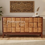Buffet bufet credenza meja tv kayu jati balok lego bata anyaman perhutani grade A minimalis 150 cm 2