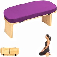 Meditation Bench with Cushion–Foldable Ergonomic Bamboo Kneeling Stool Seiza Bench Wooden Meditation Stool Chair Zen lotus Yoga Stool Floor sitting Prayer Bench Removable Meditation Pillow-Purple