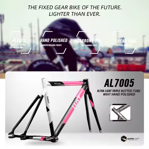 LEXON LUST Superlight Track Bike Frame AL7005 Aluminum Single Speed Fixed Gear Frame with Carbon For