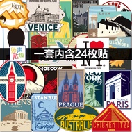 Spike Rimowa Travel Series Unique European American City Landmark Luggage Stickers Nostalgic Retro Trolley Case Stickers