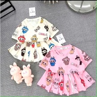 Boss pleated skirt outfit for baby girls. Lovely labubu print