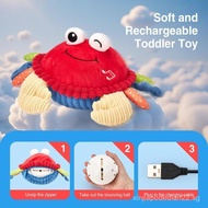 Baby Toys 12-18 Months, Musical Interactive Bouncing Crab Plush Toy - 48 Songs & Recording Feature, 