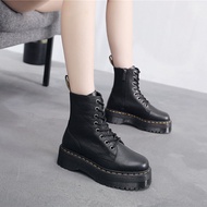 Marten Jadon Dr. Martin รองเท้าบูทแพลตฟอร์มรองเท้าหนังแท้สตรีลิ้นจี่8รองเท้าบูทมีรูสำหรับผู้หญิงผู้ช