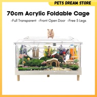 70cm Acrylic Hamster Cage Full Transparent foldable hamster cage stackable reptile terrarium Large h