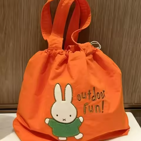 Miffy Cartoon Handheld Shoulder Bag Drawstring Eco Bag Ultra Light Foldable Shopping Pouch Portable 