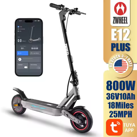 ZWHEEL E12 PLUS Electric Scooter Rear Motor 800W Peak 25 MPH Top Speed 18 Miles Range 36V10Ah Batter