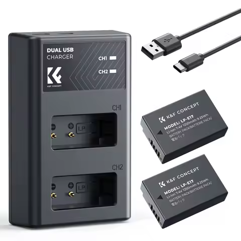 K&F CONCEPT LP-E17 Battery K&F CONCEPT LP-E17 Replacement Battery 2 Pack and Charger for EOS RP Rebe