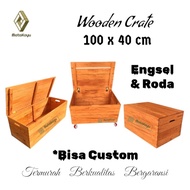 Wooden crate 100x40 cm Wooden crate box lid storage box multipurpose storage