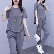 baju set seluar one set women outfit pants set women Leisure Sports Suit for Women - Summer Wear for