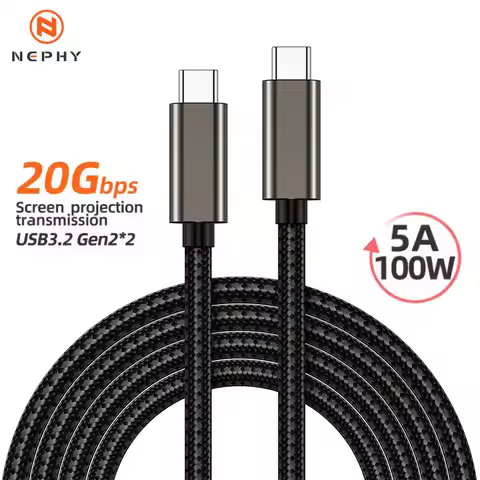 USB C 3.2 Gen 2 Type C to USB C Cable 4K@60Hz 20Gbps VR Data Cable 5A 100W Fast Charging Cord for Ma