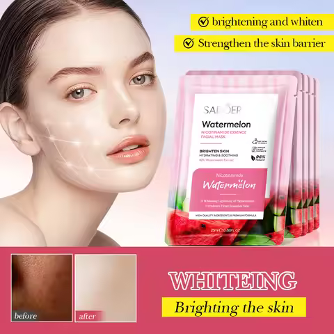 SADOER Watermelon Mask with Nicotinamide Hydrating Whitening Facial Mask for Moisturizing Face Skin 