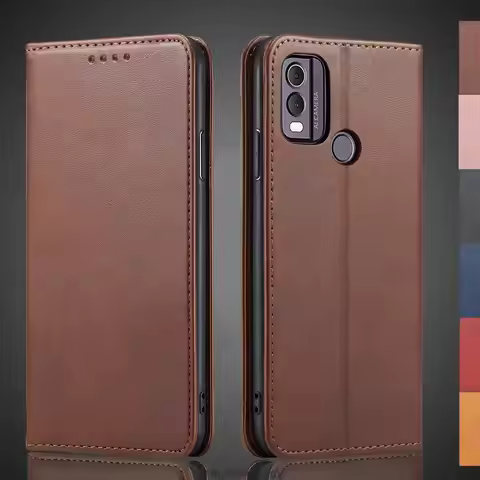 Magnetic attraction Leather Case for Nokia C22 / Nokia C 22 Card Holder Holster Flip Cover Case Wall