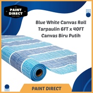 Blue White Canvas Roll Tarpaulin 6ft x 40ft(12M) / Kanvas Biru Putih