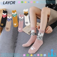 LAY Coral velvet sock Winter Warm Christmas gift Thickening Soft Plush Floor Socks