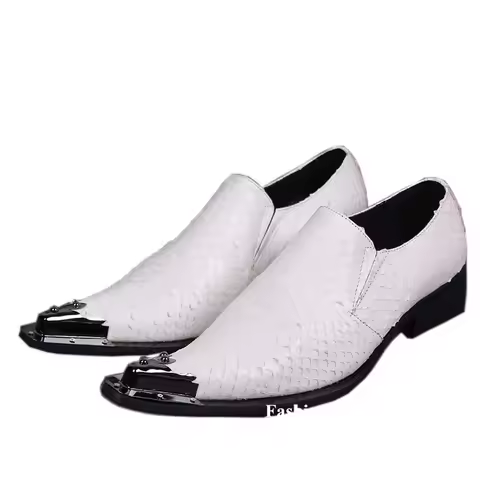 Fashion Pointed Toe Man Shoes Designer Leather Dress Shoes for Man White Wedding/ Business Shoes Man