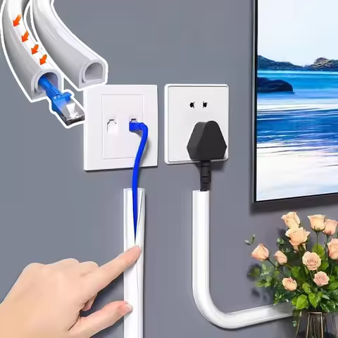 1PC 1m/39.37in TV Cable Management Cord Hider Cord Organizer Raceway Kit System Covers Cables PVC Tr