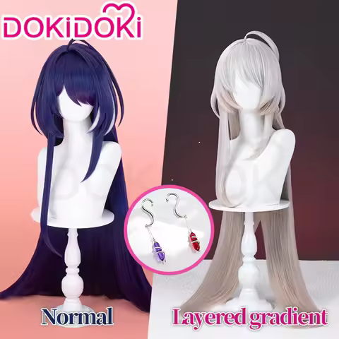 IN STOCK Acheron Wig Game Honkai: Star Rail DokiDoki Women 80cm Long Straight Wig Acheron Ear Clip T