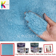 DIY Epoxy LIGHT BLUE Flake Coating (1KG FLAKE/1L PRIMER /1L CLEAR COAT/ FREE TOOLS Kit )floor Toilet Waterproofing FLAKE