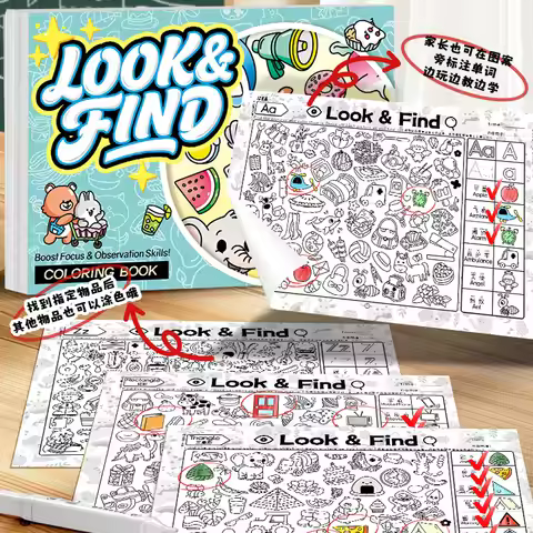 Look and Find Activity Book for Kids with Hidden Objects, Focus Attention Practice, Fun Coloring Act