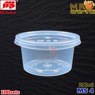 MS 4 100ml Round Container With Lid ( 100sets± ) Disposable Plastic PP Box 100 ml MS Venture MS4 Bek