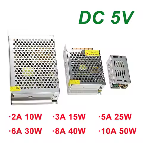 DC 5V Aluminum Power Supply 2A 3A 5A 6A 8A 10A AC 220V TO 5V Lighting Transformer 10W 15W 25W 30W 40