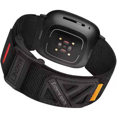 Nylon Strap Compatible with Fitbit Versa 4/Versa 3/Fitbit Sense 2/Sense Men's Woven Nylon Magnetic B