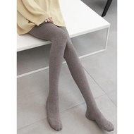 加厚羊毛針織豎條紋薄絨連褲襪