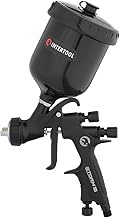 INTERTOOL HVLP Paint Spray Gun, 1.4 mm Nozzle Tip, Automotive, Pneumatic Gravity Feed Paint Sprayer, Touch Up, Primer, Top Coat, 600 cc Plastic Cup, High Performance Black M-Diamond Series PT08-0164