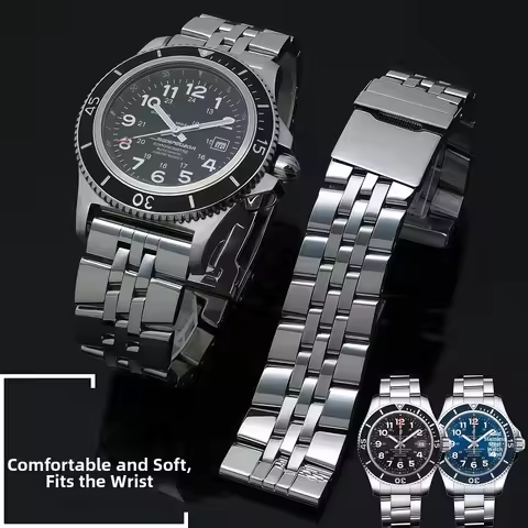22mm 24mm Solid Stainless Steel WatchBand For Breitling Super Challenger Navitimer Avenger Blackbird